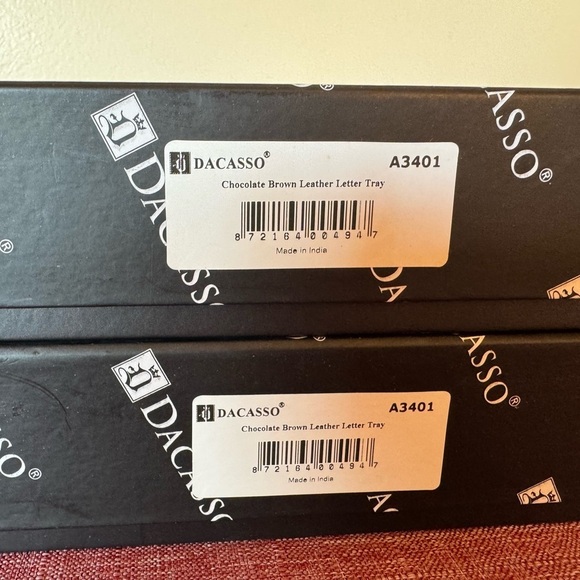 NWT - Dacasso Leather Double Letter Trays, Chocolate Brown (A3420) - Picture 5 of 10